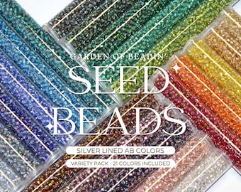 Japanese Seed Beads, Mix of Silver Lined AB Colors, Choose from Size 8/0, 11/0 and 15/0