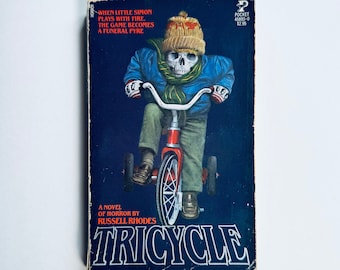 TRICYCLE de Russell Rhodes / Couverture RARE des livres brochés de l'enfer 80's Horror Gem par Lisa Falkenstern