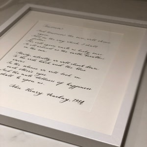 Poema caligráfico / Votos de boda / Comisión enmarcada en letras - montado y enmarcado. Caligrafía de manos, boda, regalo del Día de la Madre, nuevo regalo de bebé