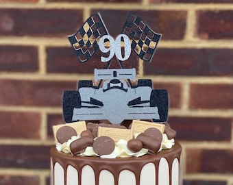 Bespoke Formula One F1 Racing Car Cake Topper, Add Optional Age, Name - Double Sided perfect for Birthday Celebration