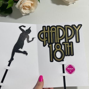Bespoke Gatsby Style Themed Cake Topper, Custom Colours. Double Sided perfect for Birthday Celebration. Optional Gatsby Lady. Art Deco image 7