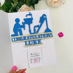 Bespoke Tradesman Themed Personalised Cake Topper, Perfect for Birthday Celebration for Plumber. Double sided colour - custom made. image 10