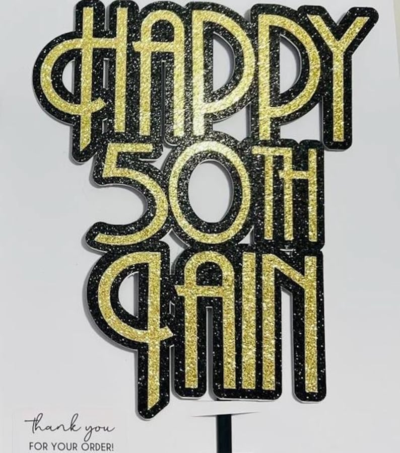 Bespoke Gatsby Style Themed Cake Topper, Custom Colours. Double Sided perfect for Birthday Celebration. Optional Gatsby Lady. Art Deco Main/Age/Name