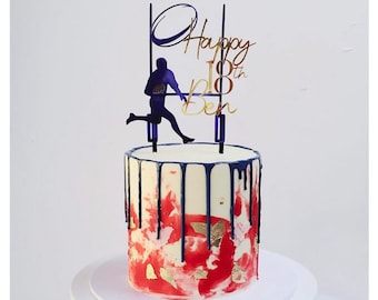 Rugby Themed Personalised Cake Topper, Add Birthday Name and Age Double Sided perfect for Birthday, Retirement, Celebration.