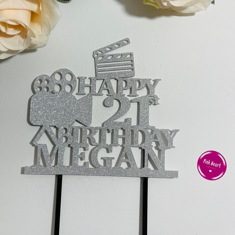 Film Movie Cinema Personalised Cake Topper, Add Name and Age or Happy ...