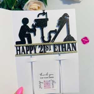 Bespoke Tradesman Themed Personalised Cake Topper, Perfect for Birthday Celebration for Plumber. Double sided colour - custom made. image 9