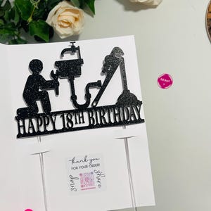 Bespoke Tradesman Themed Personalised Cake Topper, Perfect for Birthday Celebration for Plumber. Double sided colour - custom made. image 14