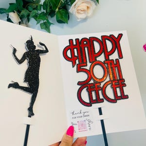Bespoke Gatsby Style Themed Cake Topper, Custom Colours. Double Sided perfect for Birthday Celebration. Optional Gatsby Lady. Art Deco image 11