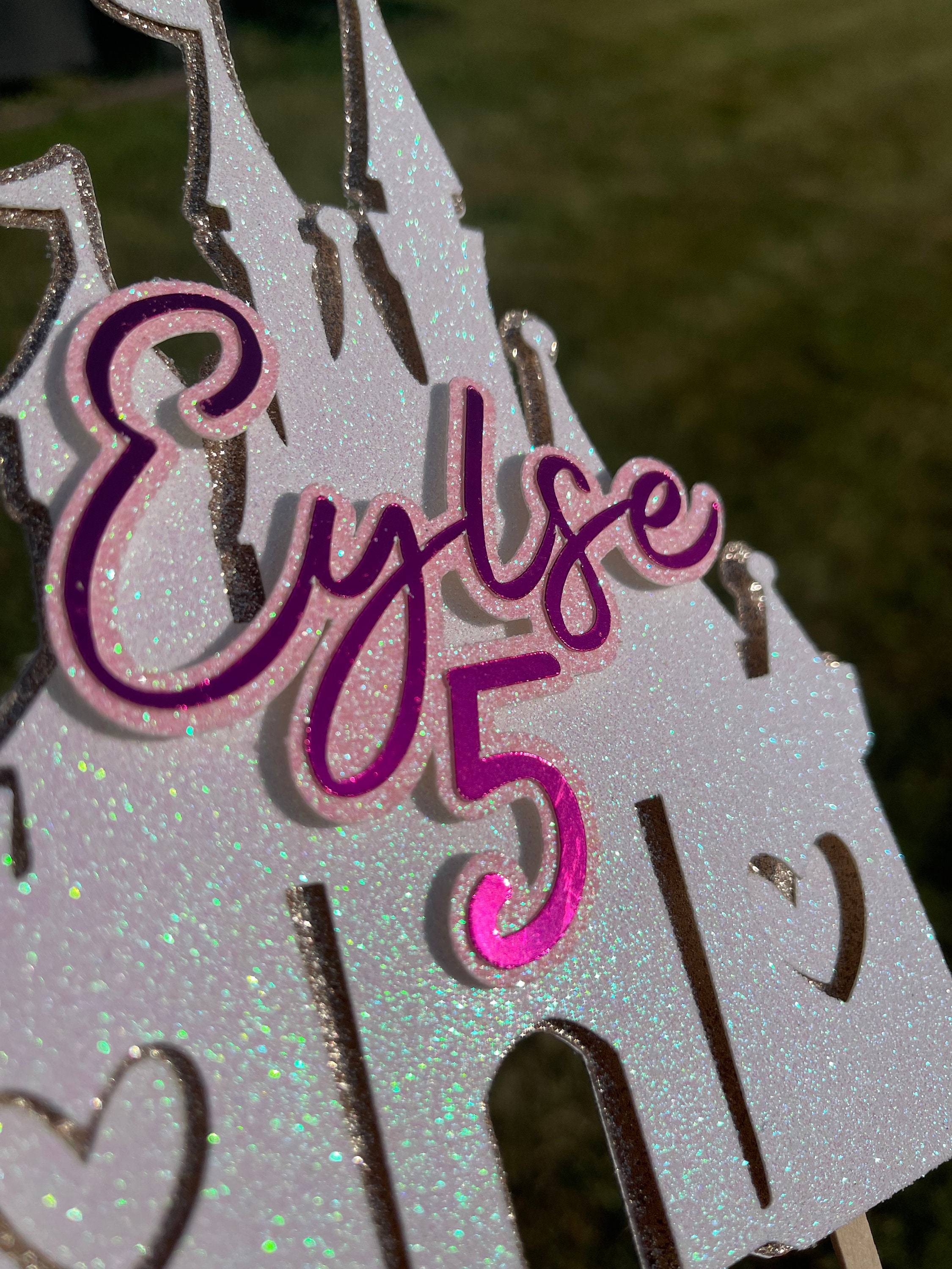 Princess Castle Themed 3D Layered Bespoke Personalised Cake Topper, Add ...