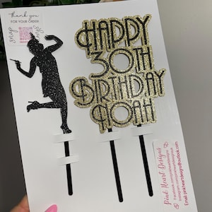Bespoke Gatsby Style Themed Cake Topper, Custom Colours. Double Sided perfect for Birthday Celebration. Optional Gatsby Lady. Art Deco image 10