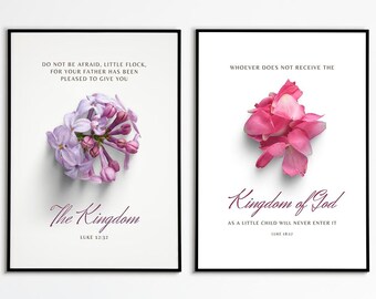 Set of seven different Bible Quotes about the Kingdom of God.  Inspiring, Motivational, Spiritual Wall Art, Printable Posters, Wall Hanging