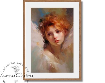 Cute Cherubic Angel 3 in Impasto Oil Painting Elegant Classical Art with Artistic Brushstrokes Impasto Large Size Printable Instant Download