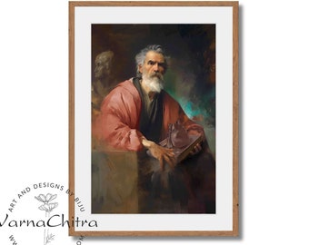 St. Matthew, Fine Art Printable, Christian Art, A Saint to Pray to in Times of Financial Troubles; Large classical style painting, Printable