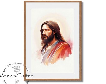 Champion of Justice, Unique one of a kind painting of Je sus in impasto oil painting style, large printable as instant download