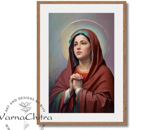 Innocent, Elegant and Unique Digital Paintings of Holy Mary, A Perfect Blend of Warm and Cool Tones, Saint Mary Variation (Ref No: Mary 9)