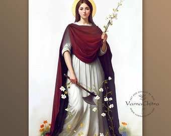 Divine Grace: A Digital Oil Painting of Saint Grace.  A beautiful saint, High Quality Printable Painting as Instant Download.  Great Gift.