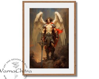 Classical Impasto Oil Painting of St. Michael the Archangel 3 the Protector from All Evil, Powerful Guardian Unique Painting Quality Artwork