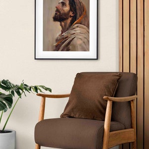 Painting of Jesus Christ 5, Unique, one of a kind, Painterly Oil Paint, Alla Prima style, colorful, traditional painting printable download. image 5