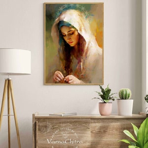 Miraculous Impasto Oil Painting of St. Mary the Undoer of Knots, Untangler of troubles Large Size High Quality Printable as Instant Download image 5