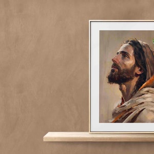Painting of Jesus Christ 5, Unique, one of a kind, Painterly Oil Paint, Alla Prima style, colorful, traditional painting printable download. image 2
