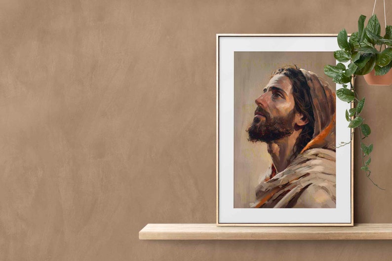 Painting of Jesus Christ 5, Unique, one of a kind, Painterly Oil Paint, Alla Prima style, colorful, traditional painting printable download. image 2