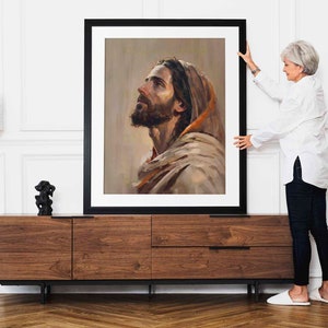 Painting of Jesus Christ 5, Unique, one of a kind, Painterly Oil Paint, Alla Prima style, colorful, traditional painting printable download. image 4