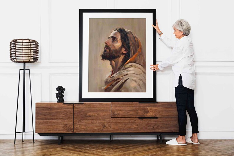 Painting of Jesus Christ 5, Unique, one of a kind, Painterly Oil Paint, Alla Prima style, colorful, traditional painting printable download. image 4