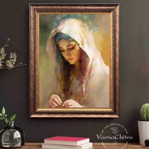 Miraculous Impasto Oil Painting of St. Mary the Undoer of Knots, Untangler of troubles Large Size High Quality Printable as Instant Download image 4