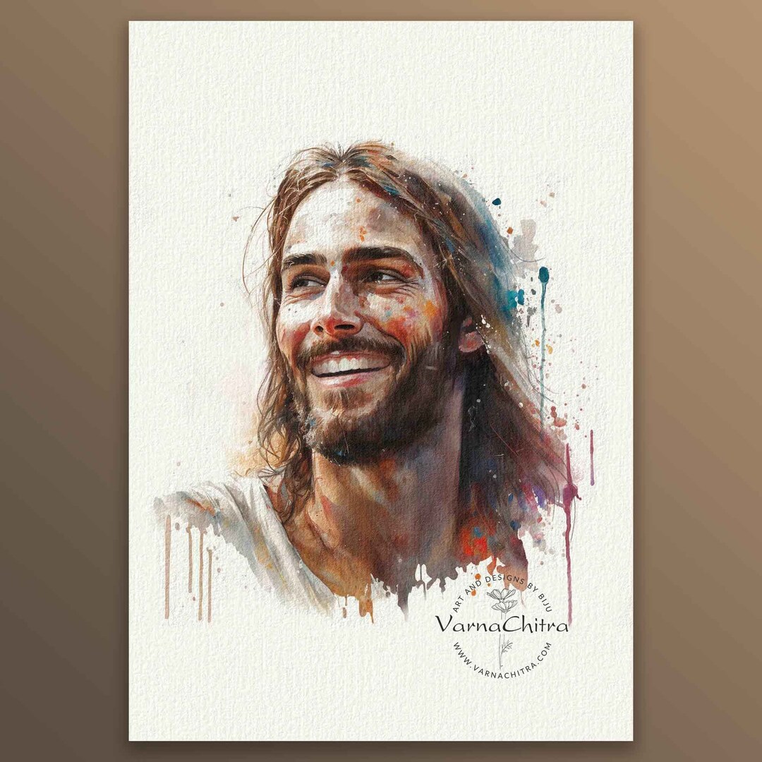 The Divine Digital Painting of Jesus Christ 9 in Watercolor Etsy
