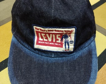 Levi's Denim Big E Trucker Cap Vtg Hat