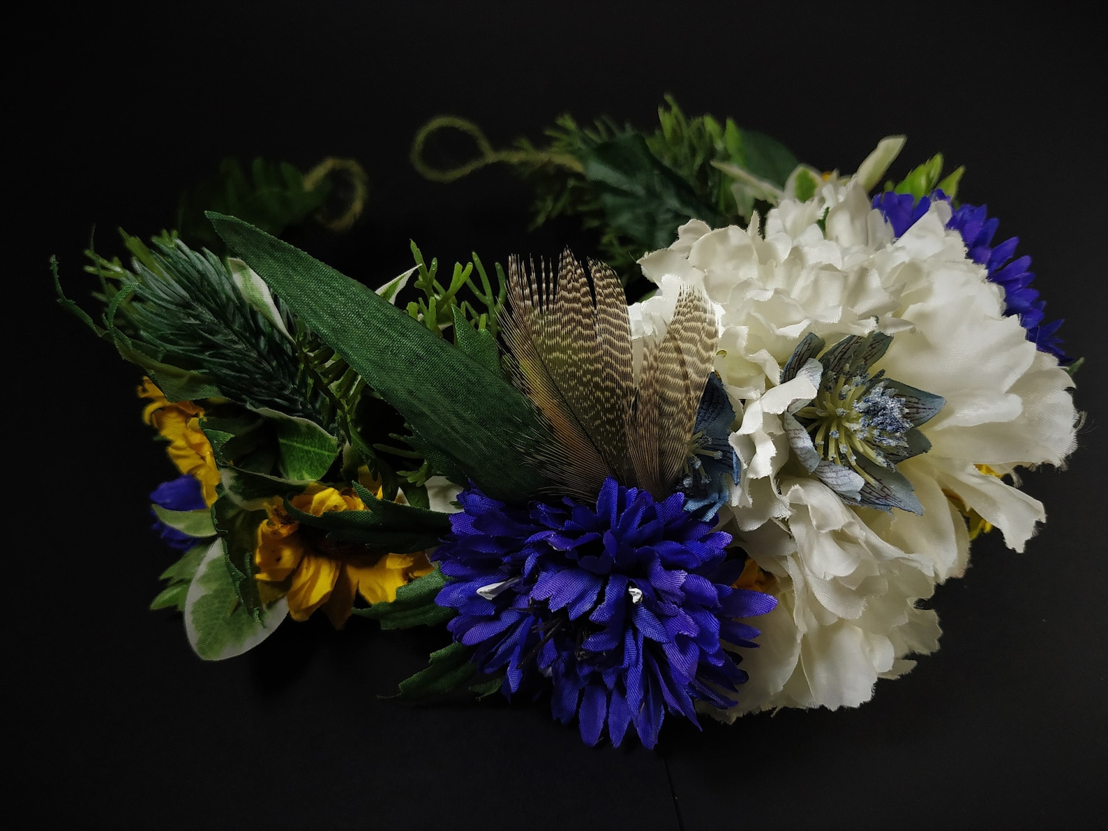White and Blue Lush Cornflower Headpiece Boho Festival Etsy
