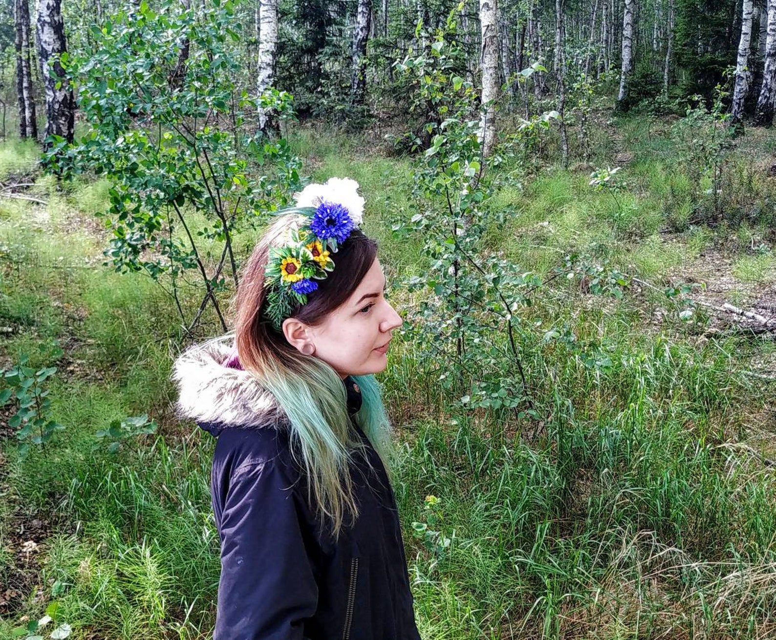 White and Blue Lush Cornflower Headpiece Boho Festival Etsy