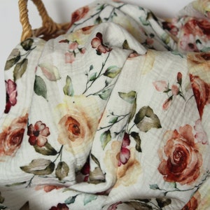 Pumpkin Roses Muslin Swaddle Blanket