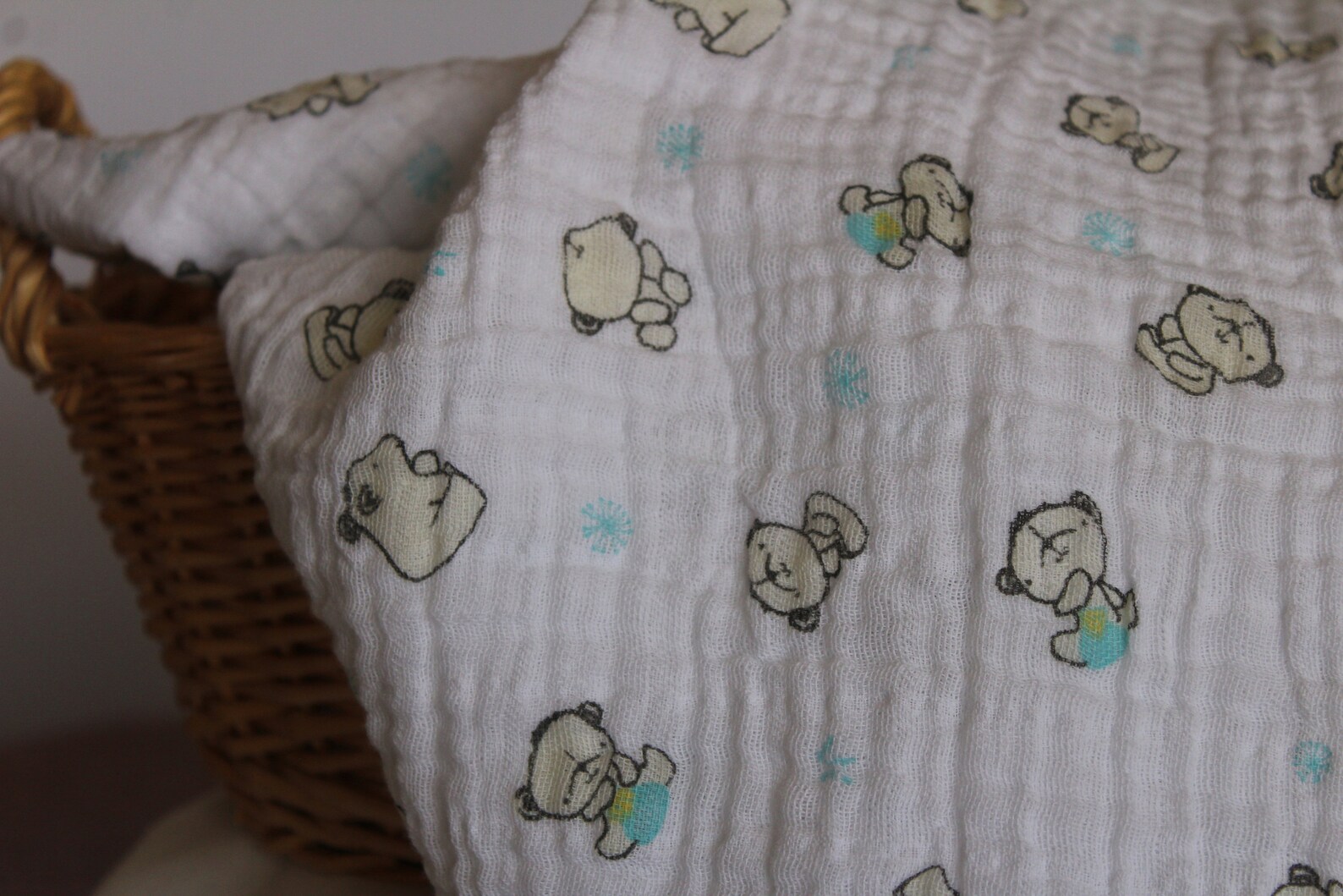 Teddy Bear Muslin Swaddle Blanket Etsy UK
