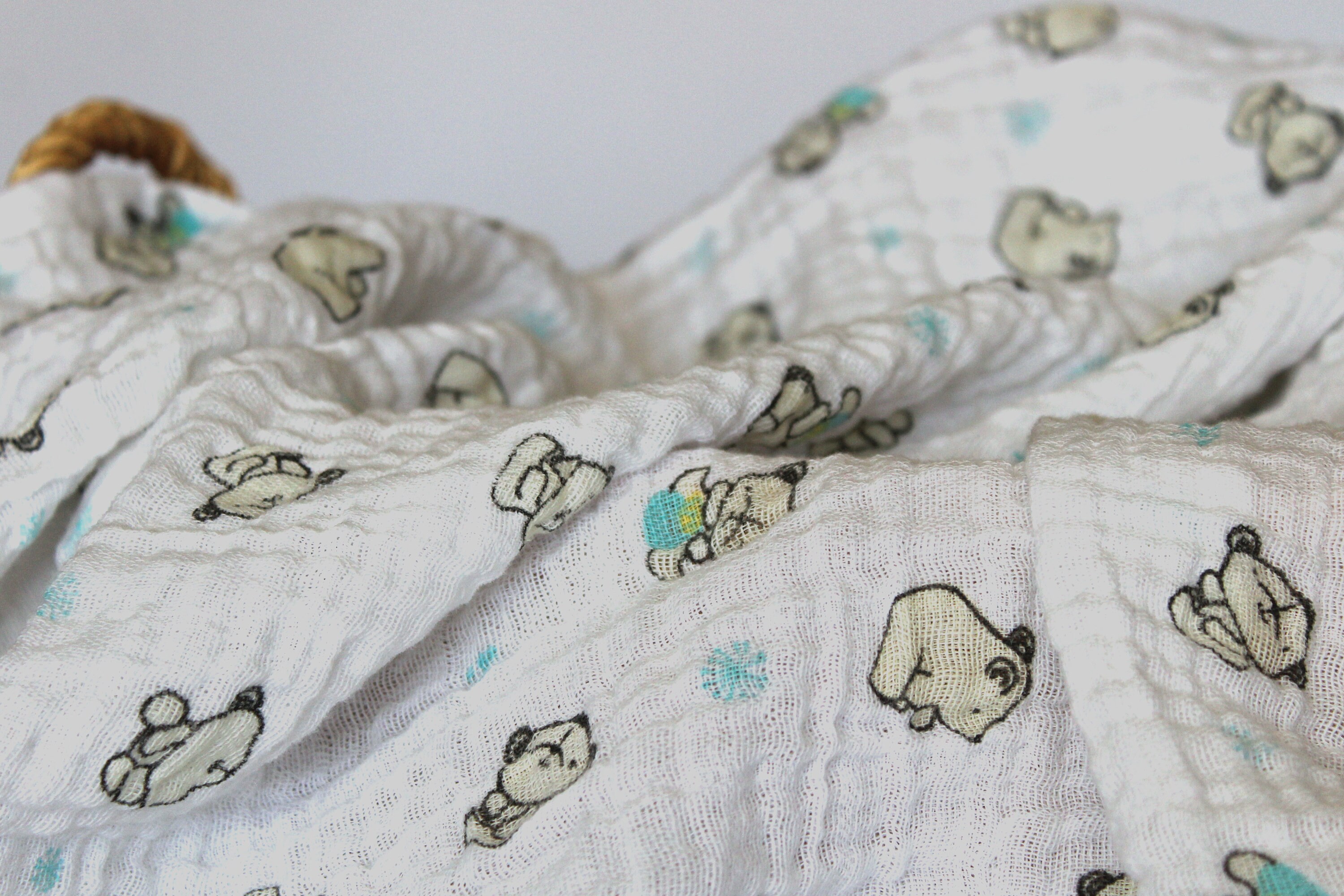 Teddy Bear Muslin Swaddle Blanket Etsy UK