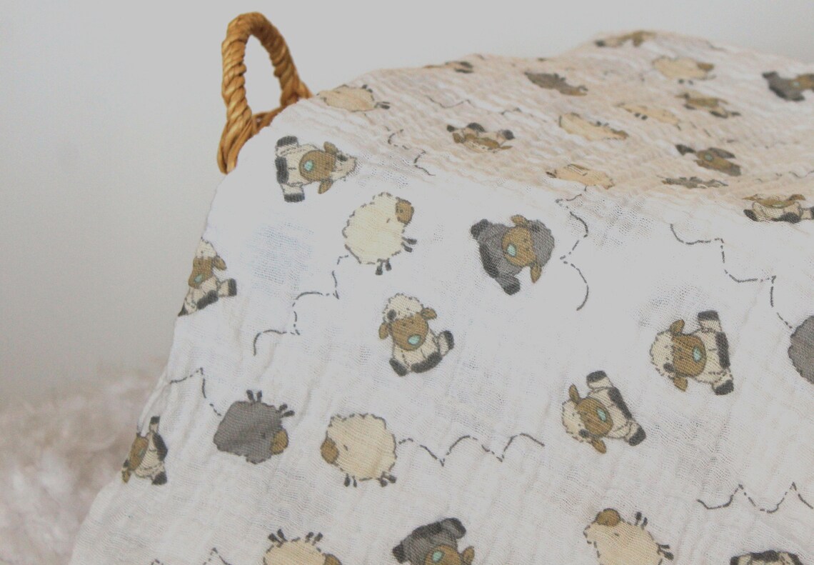 Baby Lamb Muslin Swaddle Blanket Etsy UK