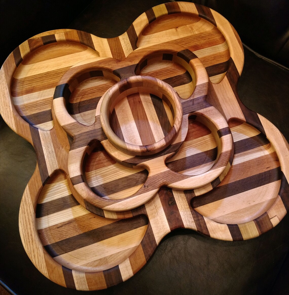 Custom Hardwood Rotating 3 Tier 9 Tray Rotating Snack Tray Etsy