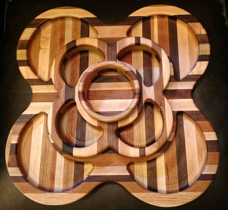 Custom Hardwood Rotating 3 Tier 9 Tray Rotating Snack Tray Etsy