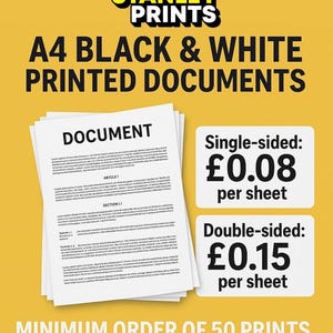 Servicio de impresión de documentos A4 / Blanco y negro / Impresión con membrete y más