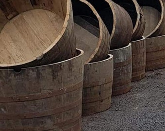 6 x Oak Bourbon Whisky Barrel Planters(17" x 24")..delivery included