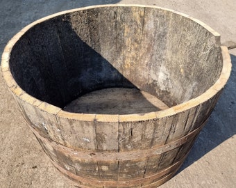 4 x (17" x 28") oak whisky barrel planters