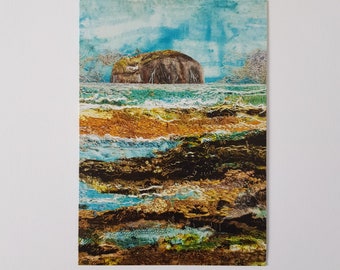Greetings Card - Bass Rock (embroidery art print)