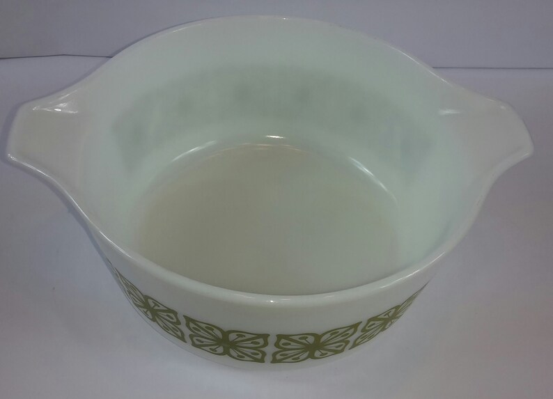 Vintage Green Pyrex Verde Square Flowers Casserole Dish Large Bowl wLid 2.5 Qt