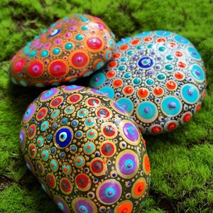 Hand Painted Meditation Rocks - Set of 3