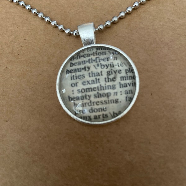 Dictionary page necklace