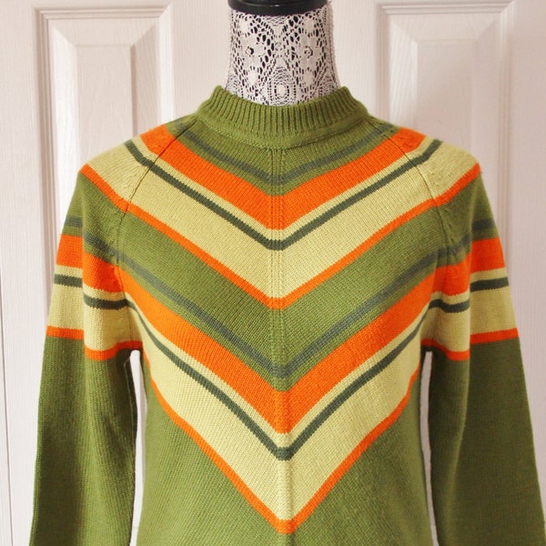 1960s NOS Deadstock Chevron Sweater Large