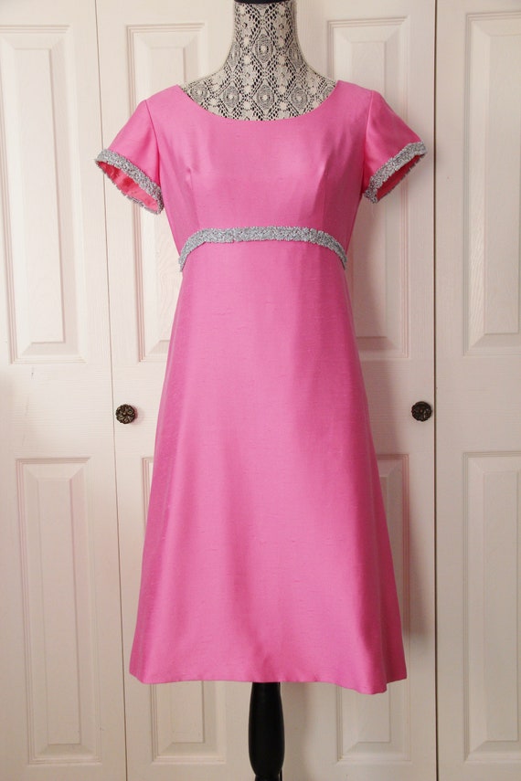 1960s Empire Waisted Prom Mini Dress Medium