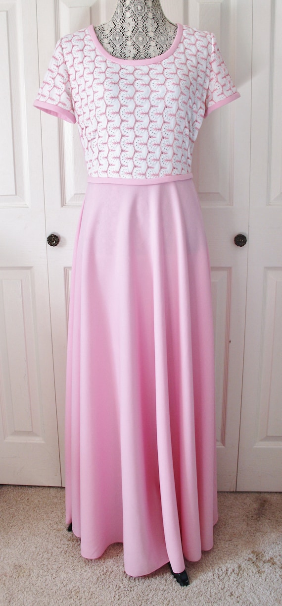 1960s Kay Stone Light Pink Maxi Dress Large to XL