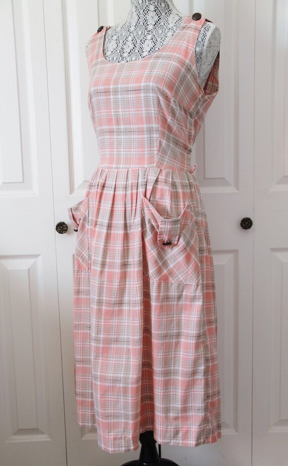 coral and tan dress