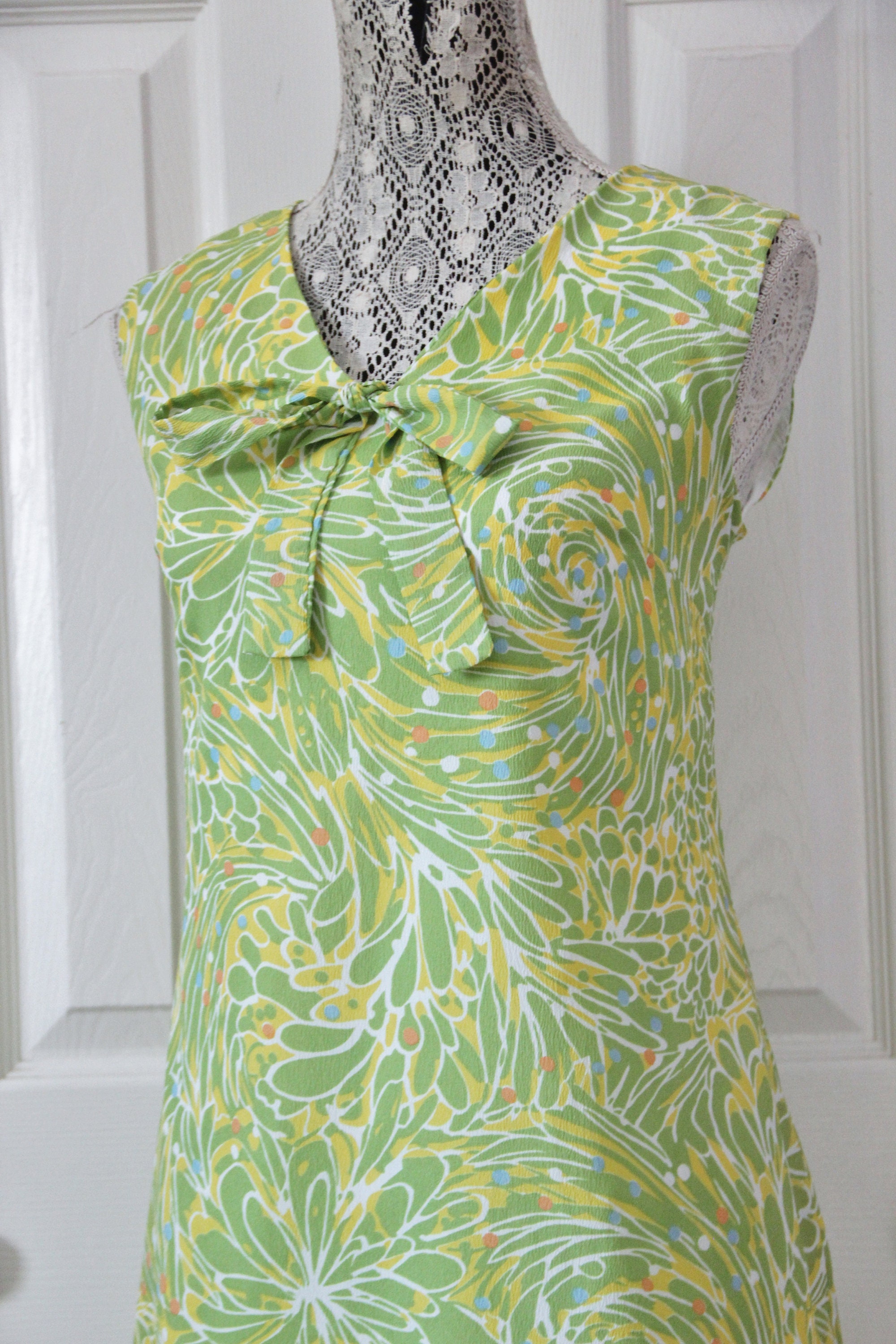 1960s Carol Brent Mod Green and Yellow Floral Dress Medium | Etsy